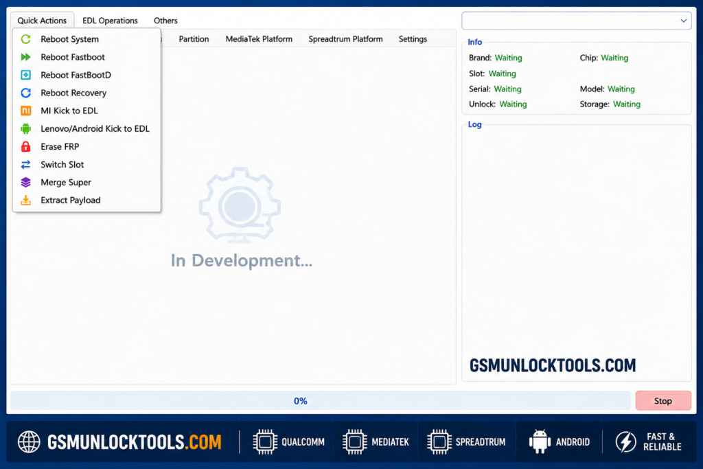 MultiFlash Tool V3.0 Android repair and EDL operations interface