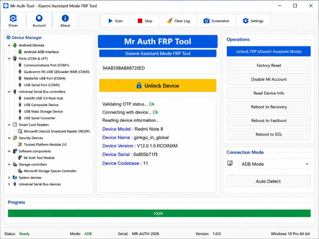 Mr Auth Tool 2026: Ultimate FRP Removal & Xiaomi EDL Features