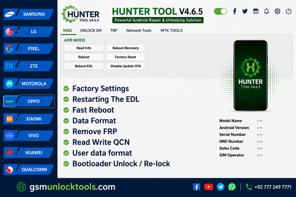 Hunter Tool V4.6.5 Android repair tool MTK Qualcomm