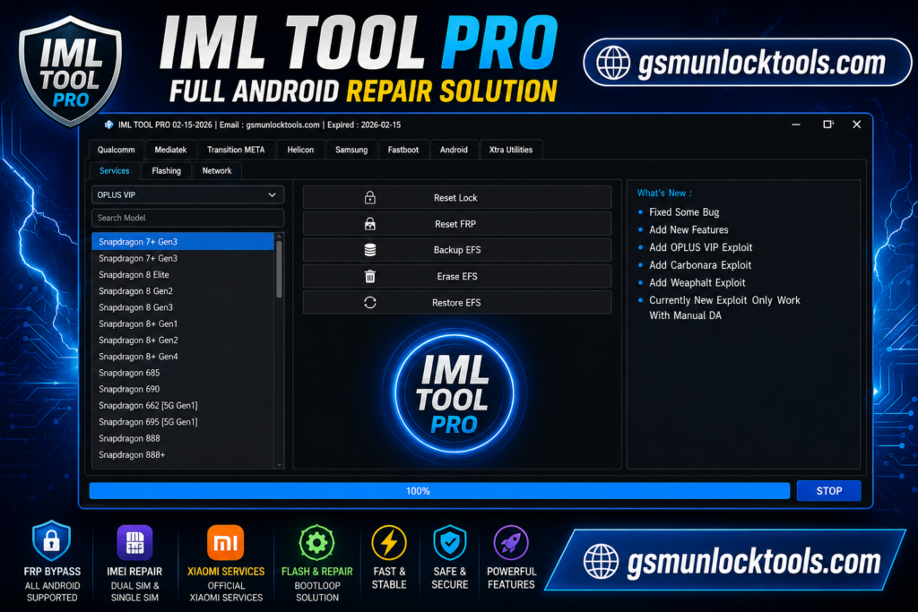 IML Tool Pro Android repair software interface for Windows