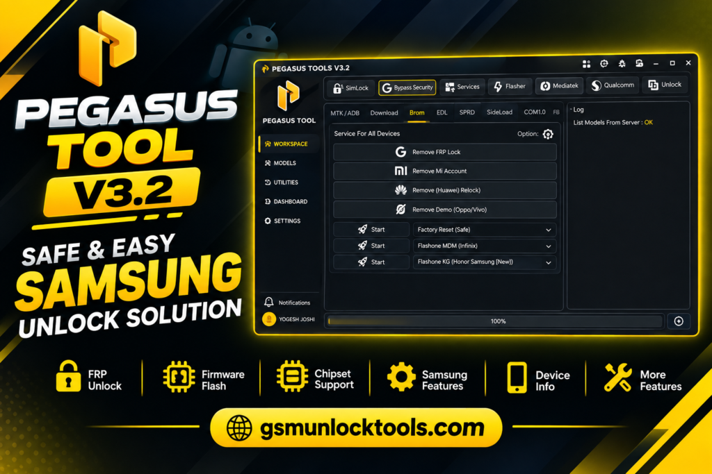 Pegasus Tool V3.2 Android servicing software interface