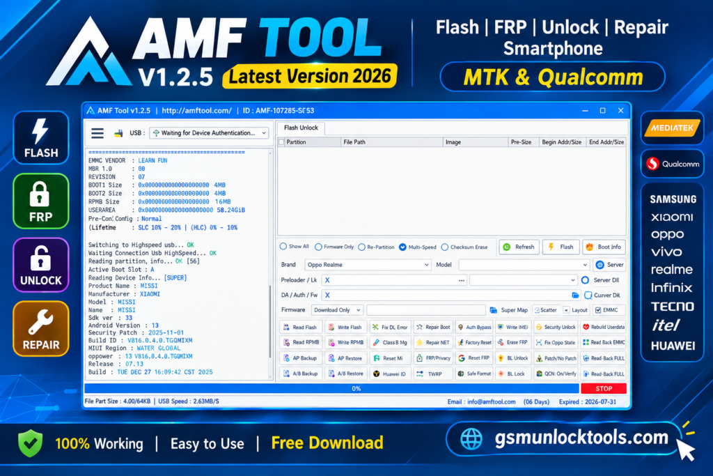 AMF Tool V1.2.5 Download for MTK & Qualcomm Latest Version (2026)