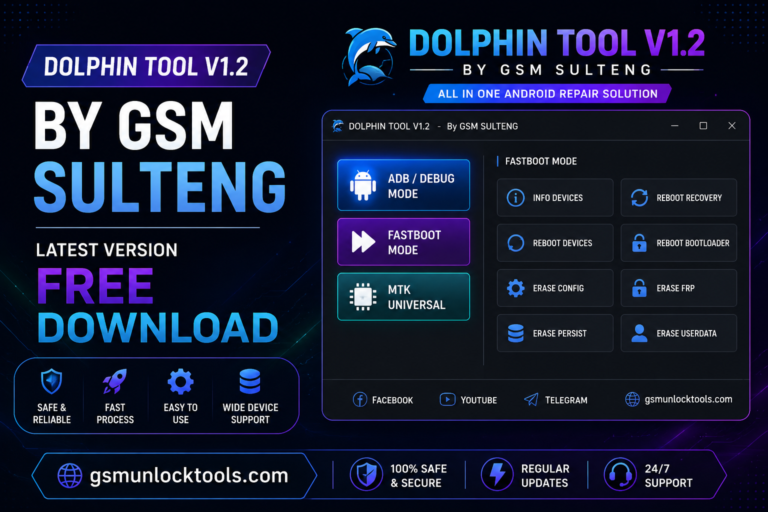 Dolphin Tool V1.2 Download latest version for Windows with ADB, Fastboot, and MTK Universal support