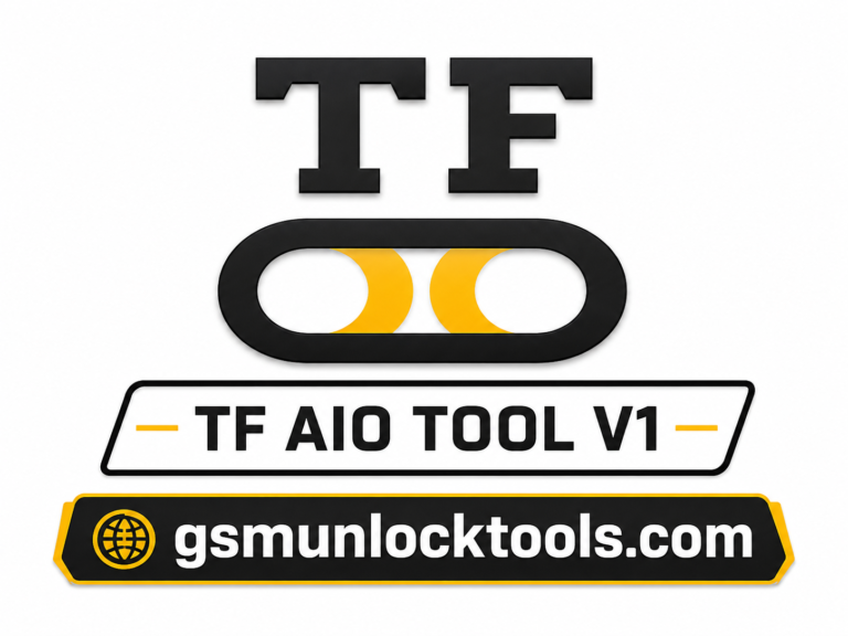 TF AIO Tool V1 logo with gsmunlocktools.com