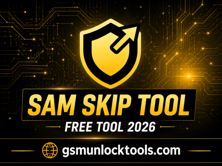 SAM SKIP TOOL free tool 2026 with gsmunlocktools.com branding